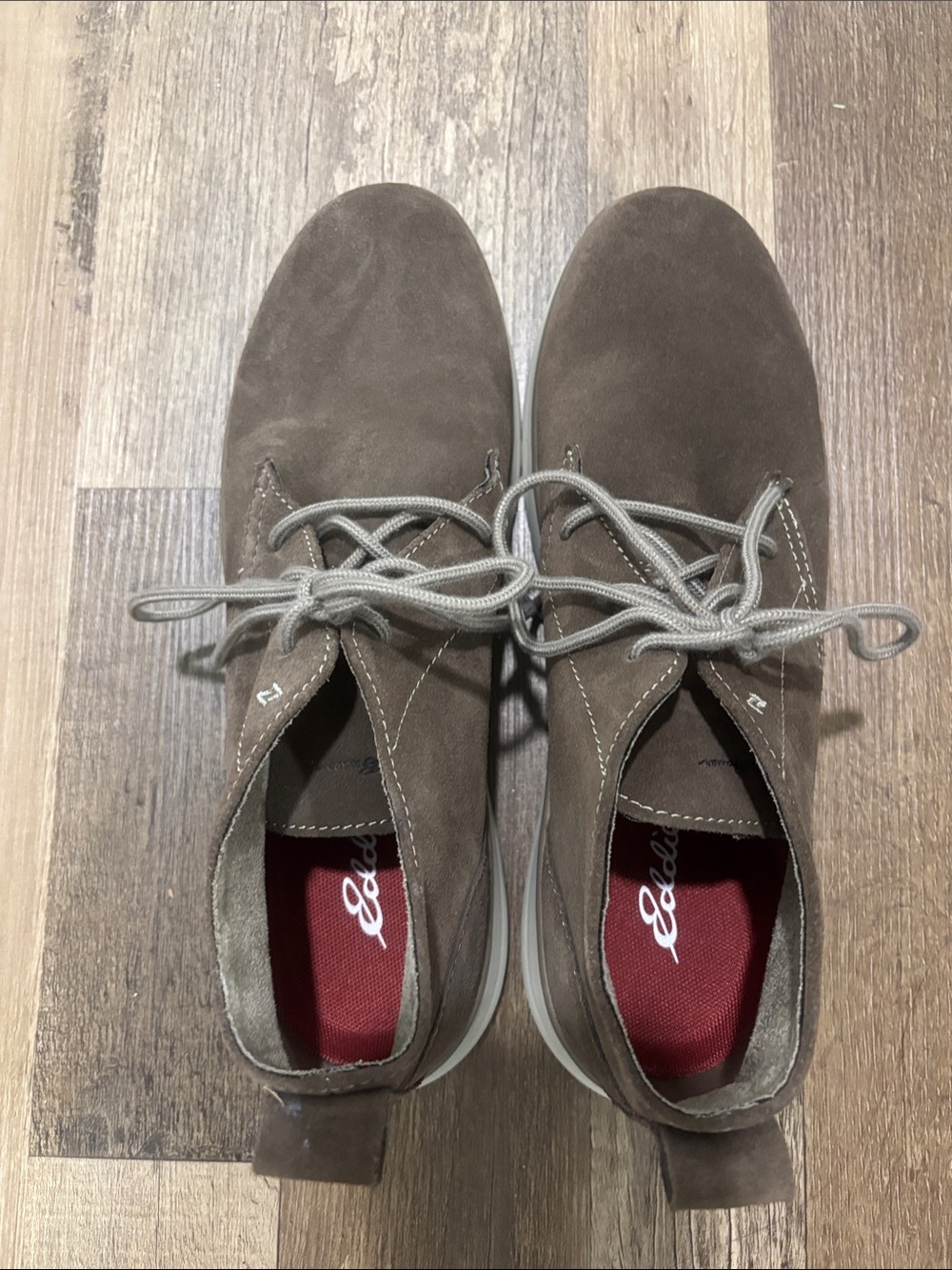 Eddie Bauer Brown Suede Chukka Boots with Gray Laces